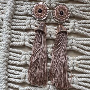 Elegant Tassel Earrings in Bronze and Black